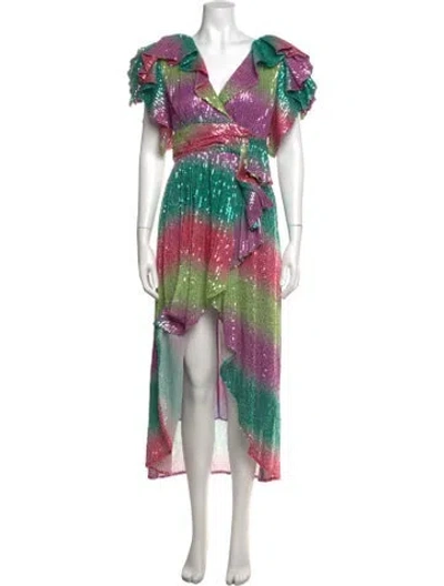 Pre-owned Celia B Printed Long Dress W/ Tags In Pink