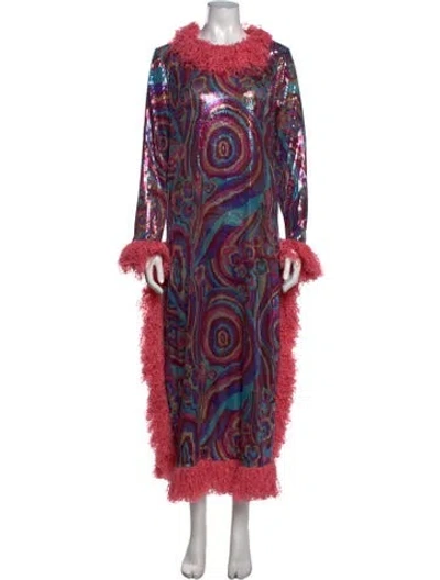 Pre-owned Celia B Printed Long Dress W/ Tags In Pink