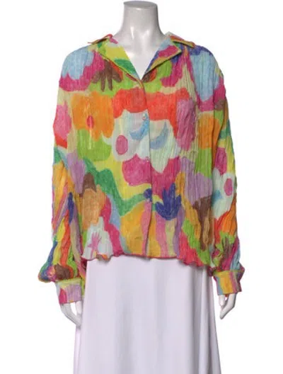 Pre-owned Celia B Printed Long Sleeve Top W/ Tags In Multicolor