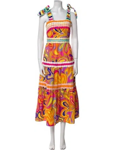 Pre-owned Celia B Printed Midi Length Dress In Blue