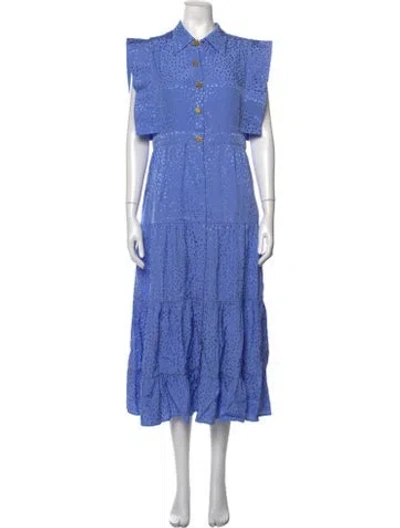 Pre-owned Celia B Printed Midi Length Dress In Blue