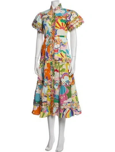 Pre-owned Celia B Printed Midi Length Dress In Multicolor