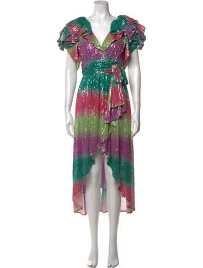 Pre-owned Celia B Printed Midi Length Dress In Pink