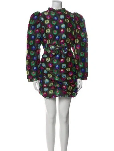 Pre-owned Celia B Printed Mini Dress In Black