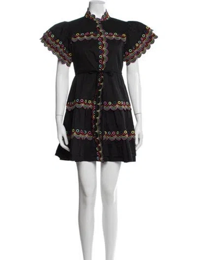 Pre-owned Celia B Printed Mini Dress In Black
