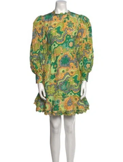 Pre-owned Celia B Printed Mini Dress In Green