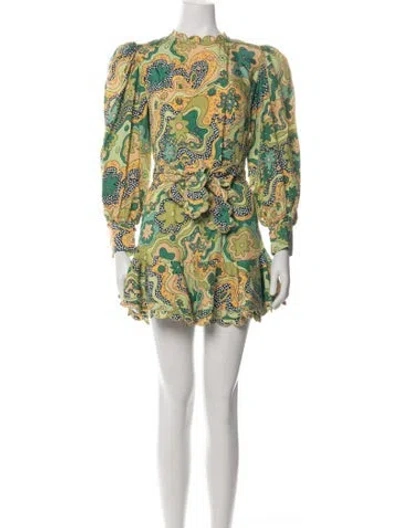 Pre-owned Celia B Printed Mini Dress In Green