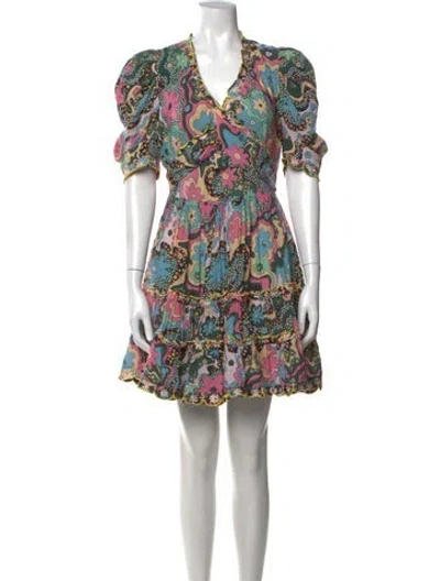 Pre-owned Celia B Printed Mini Dress In Green/pink