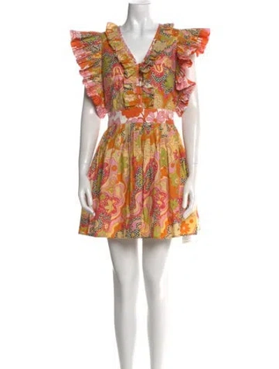 Pre-owned Celia B Printed Mini Dress In Multi
