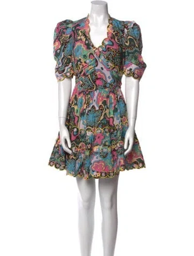 Pre-owned Celia B Printed Mini Dress In Multi