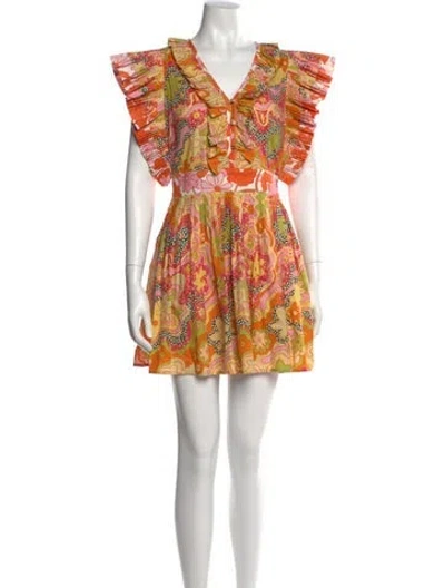 Pre-owned Celia B Printed Mini Dress In Multi