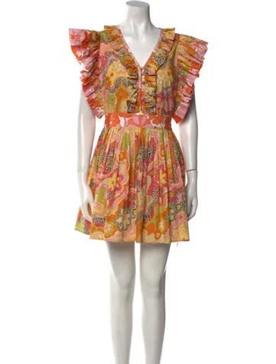 Pre-owned Celia B Printed Mini Dress In Multi