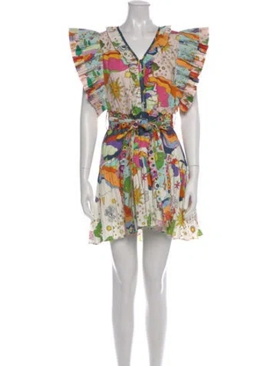 Pre-owned Celia B Printed Mini Dress In Multi
