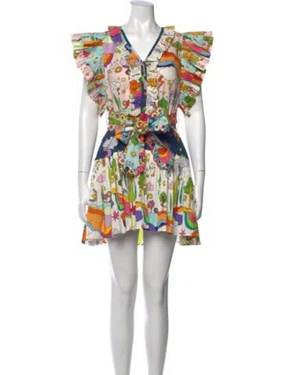 Pre-owned Celia B Printed Mini Dress In Multi