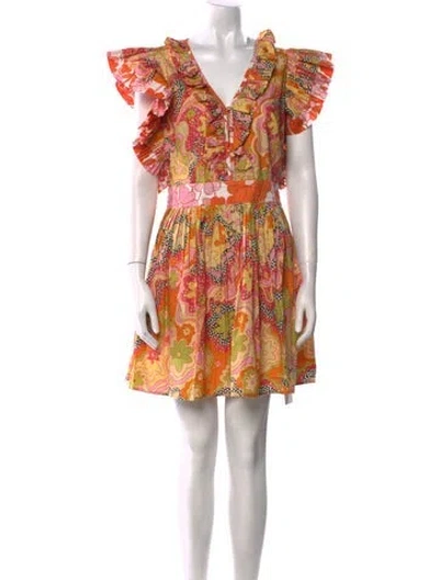 Pre-owned Celia B Printed Mini Dress In Orange