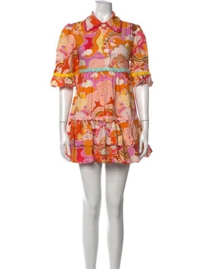 Pre-owned Celia B Printed Mini Dress In Orange