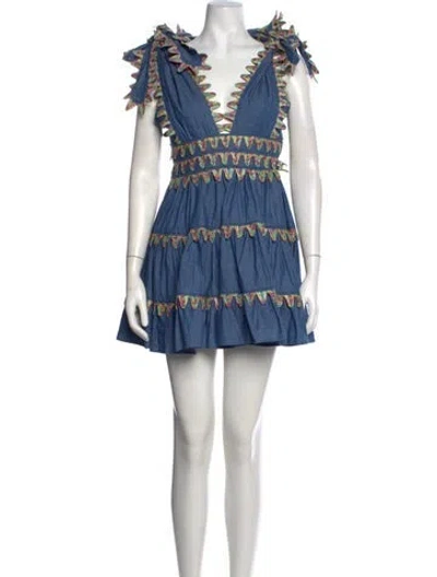 Pre-owned Celia B Printed Mini Dress W/ Tags In Blue