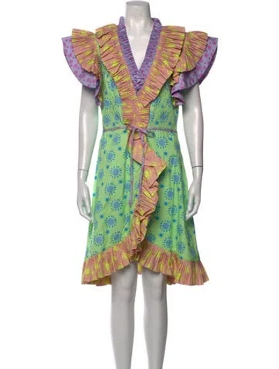 Pre-owned Celia B Printed Mini Dress W/ Tags In Green