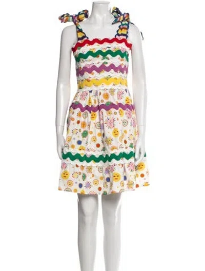 Pre-owned Celia B Printed Mini Dress In White