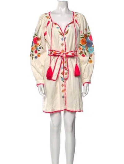 Pre-owned Celia B Printed Mini Dress In White