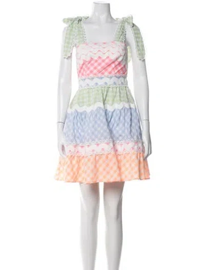 Pre-owned Celia B Printed Mini Dress In White