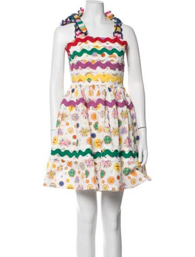 Pre-owned Celia B Printed Mini Dress In White