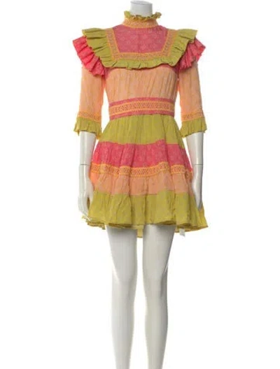 Pre-owned Celia B Printed Mini Dress In Yellow