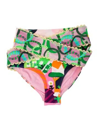 Pre-owned Celia B Printed Scalloped Accent Bottoms In Pink