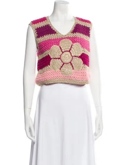 Pre-owned Celia B Printed V-neck Crop Top W/ Tags In Pink