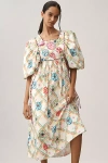 Celia B Santorini Puff-sleeve Dress In Multicolor