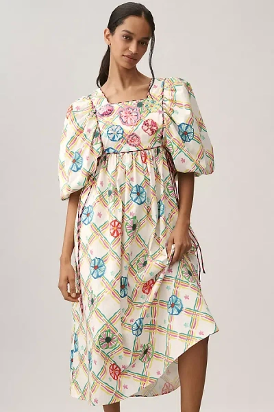 Celia B Santorini Puff-sleeve Dress In Multicolor