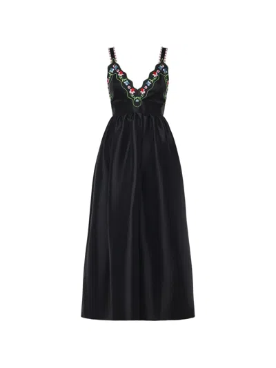 Celia B Selena Floral-trim Dress In Black