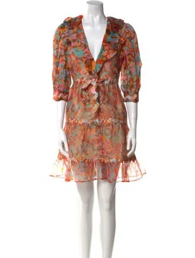 Pre-owned Celia B Silk Mini Dress In Orange