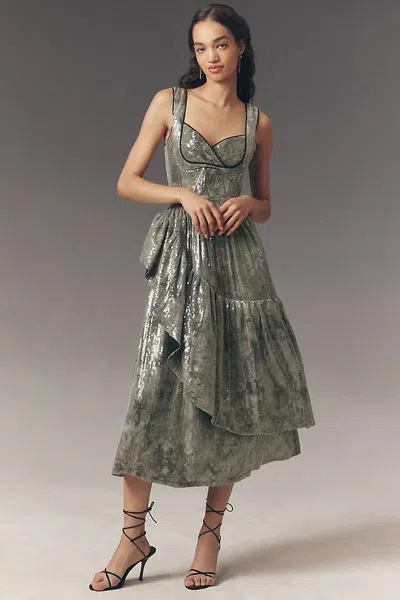 Celia B Silvermoon Sequin Maxi Dress In Green
