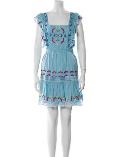 Pre-owned Celia B Square Neckline Knee-length Dress In Blue