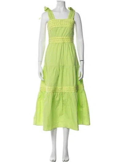 Pre-owned Celia B Square Neckline Midi Length Dress In Green