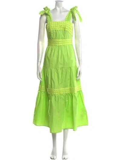 Pre-owned Celia B Square Neckline Midi Length Dress In Green
