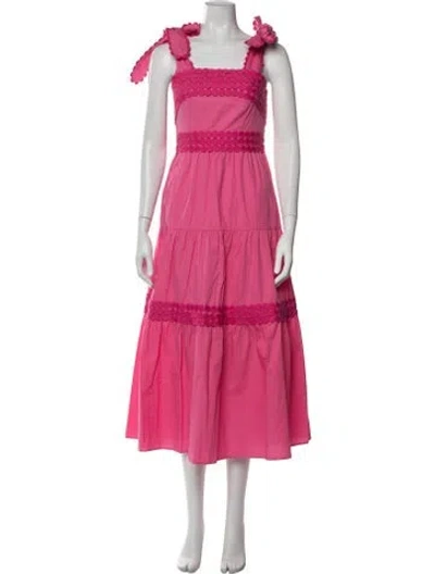 Pre-owned Celia B Square Neckline Midi Length Dress In Pink