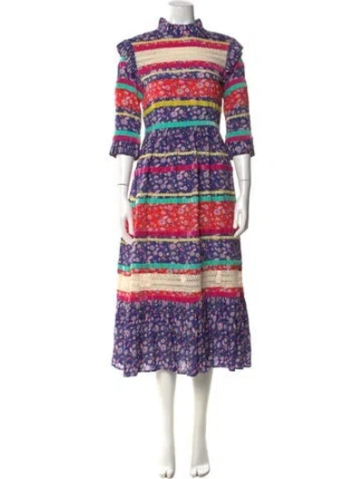 Pre-owned Celia B Striped Long Dress In Blue