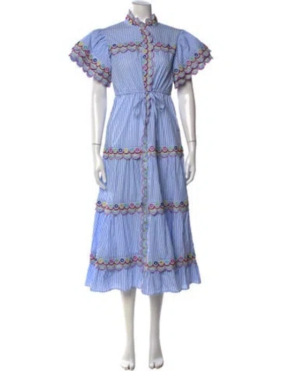 Pre-owned Celia B Striped Long Dress In Blue