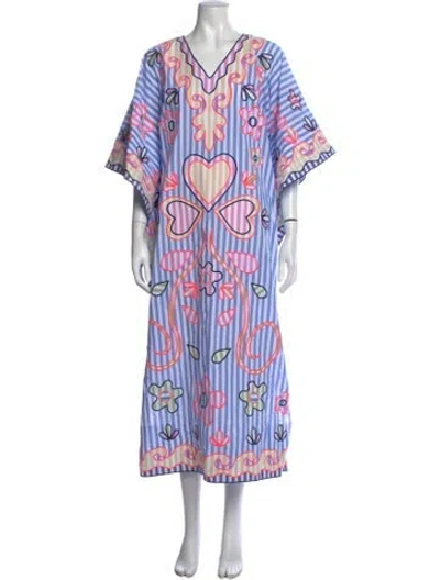 Pre-owned Celia B Striped Long Dress In Blue