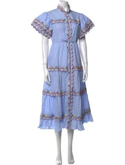 Pre-owned Celia B Striped Long Dress In Blue