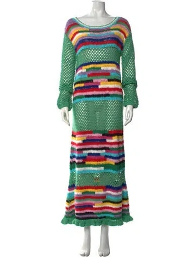 Pre-owned Celia B Striped Long Dress In Green