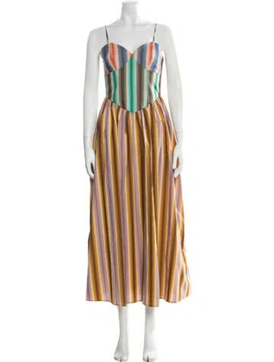 Pre-owned Celia B Striped Long Dress In Multicolor