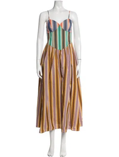 Pre-owned Celia B Striped Long Dress In Multicolor