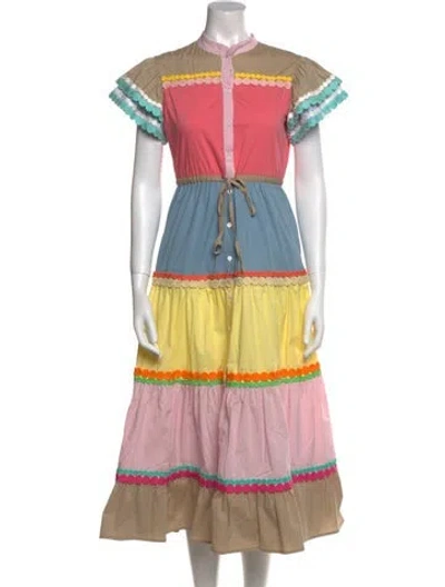 Pre-owned Celia B Striped Long Dress In Pink