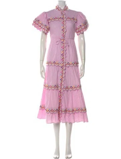 Pre-owned Celia B Striped Long Dress In Pink