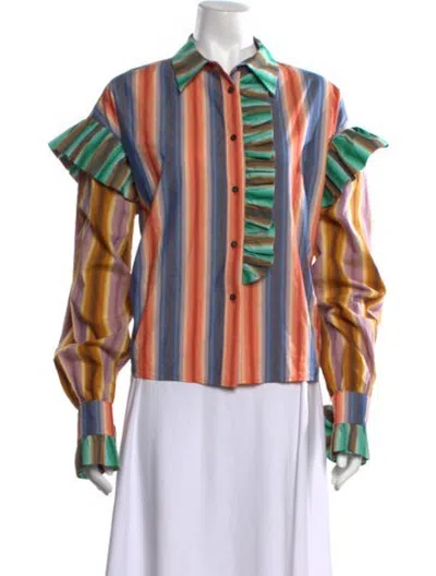 Pre-owned Celia B Striped Long Sleeve Top W/ Tags In Multicolor