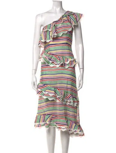 Pre-owned Celia B Striped Midi Length Dress In Multicolor