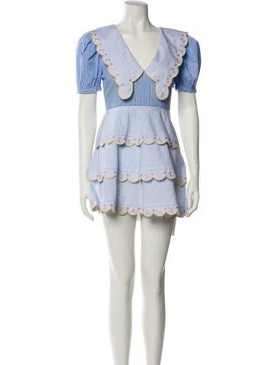 Pre-owned Celia B Striped Mini Dress In Blue